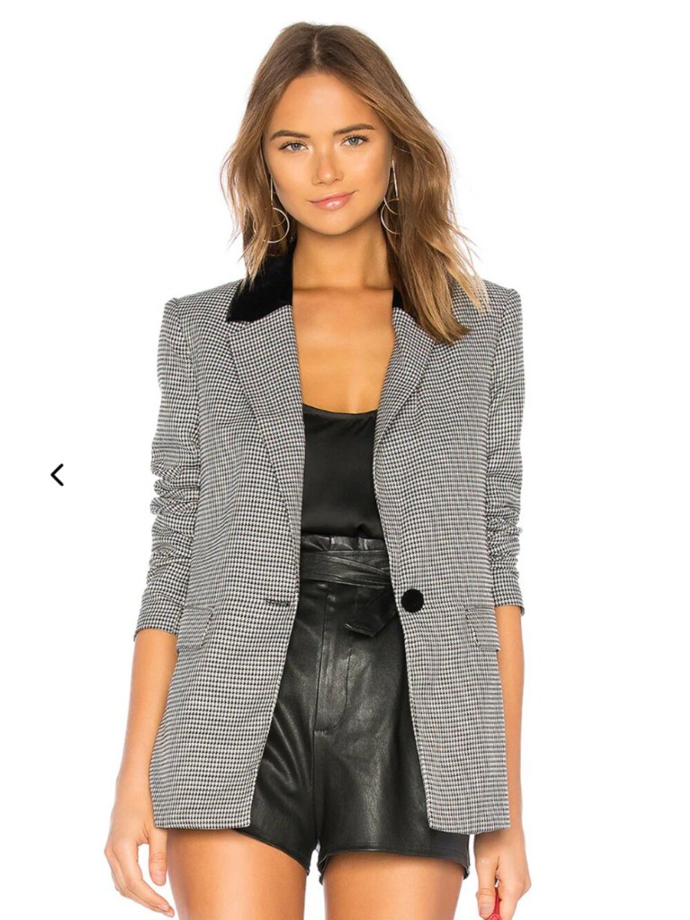 L'Academie Lynn Blazer Tailored Jacket Black Houndstooth Small Revolve Like New